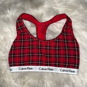 Calvin Klein Red and Black Plaid Bra